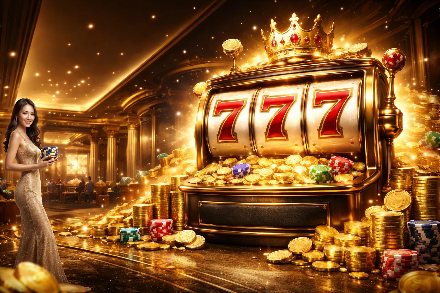 Hình ảnh chính diện slot game full88 web với hiệu ứng jackpot rực rỡ